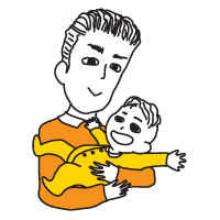 パパが赤ちゃんを抱っこしているイラスト